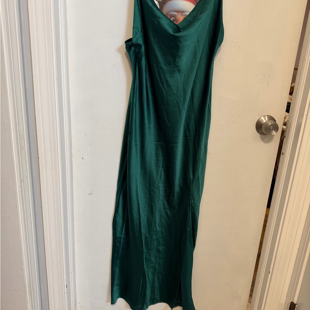 Elegant Green Satin Maxi Dress